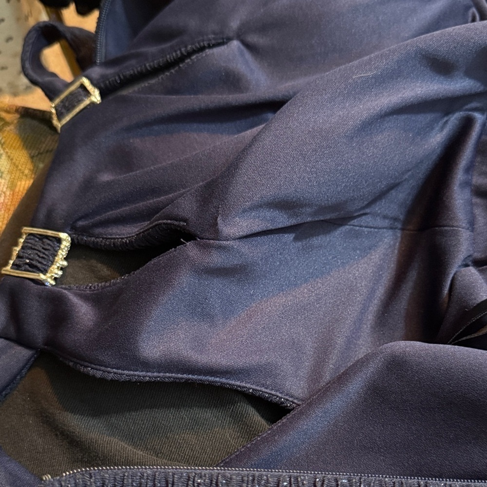 EUC Eliza J Navy Sparkle Dress with Halter Style Neckline and Rhinestone Accents - Picture 8 of 9